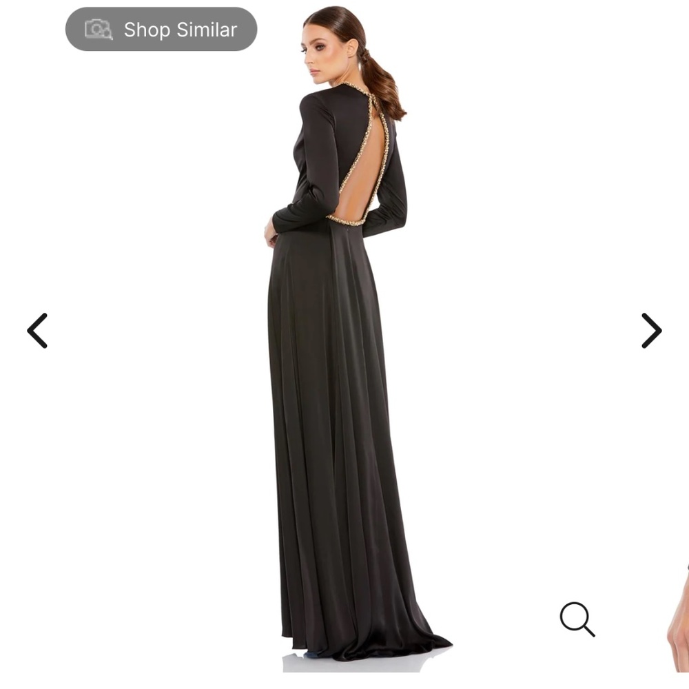 Ieena for Mac Duggal size 0 beaded trim, high neck, open back gown.